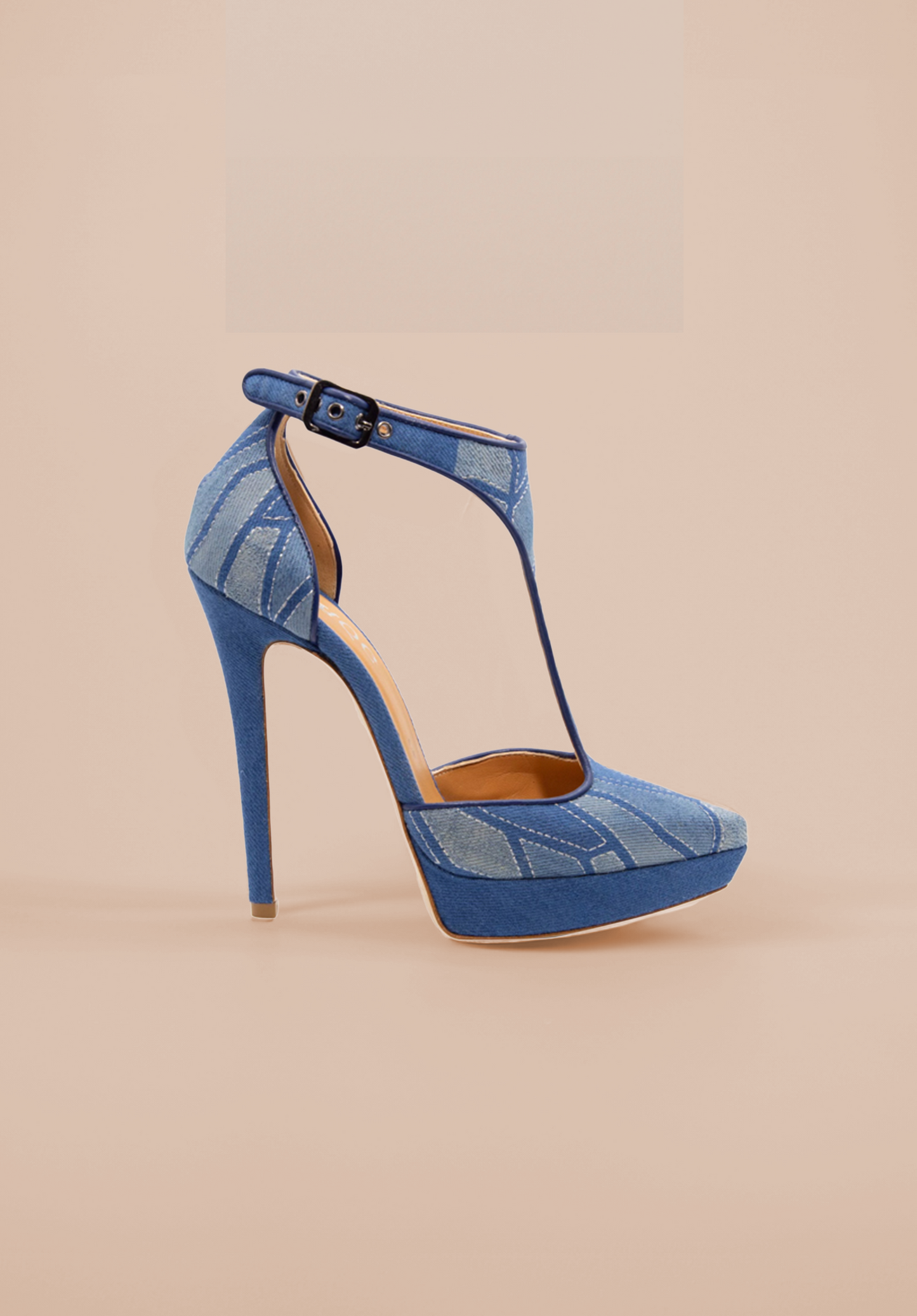 Emer - T-Strap - Light Denim